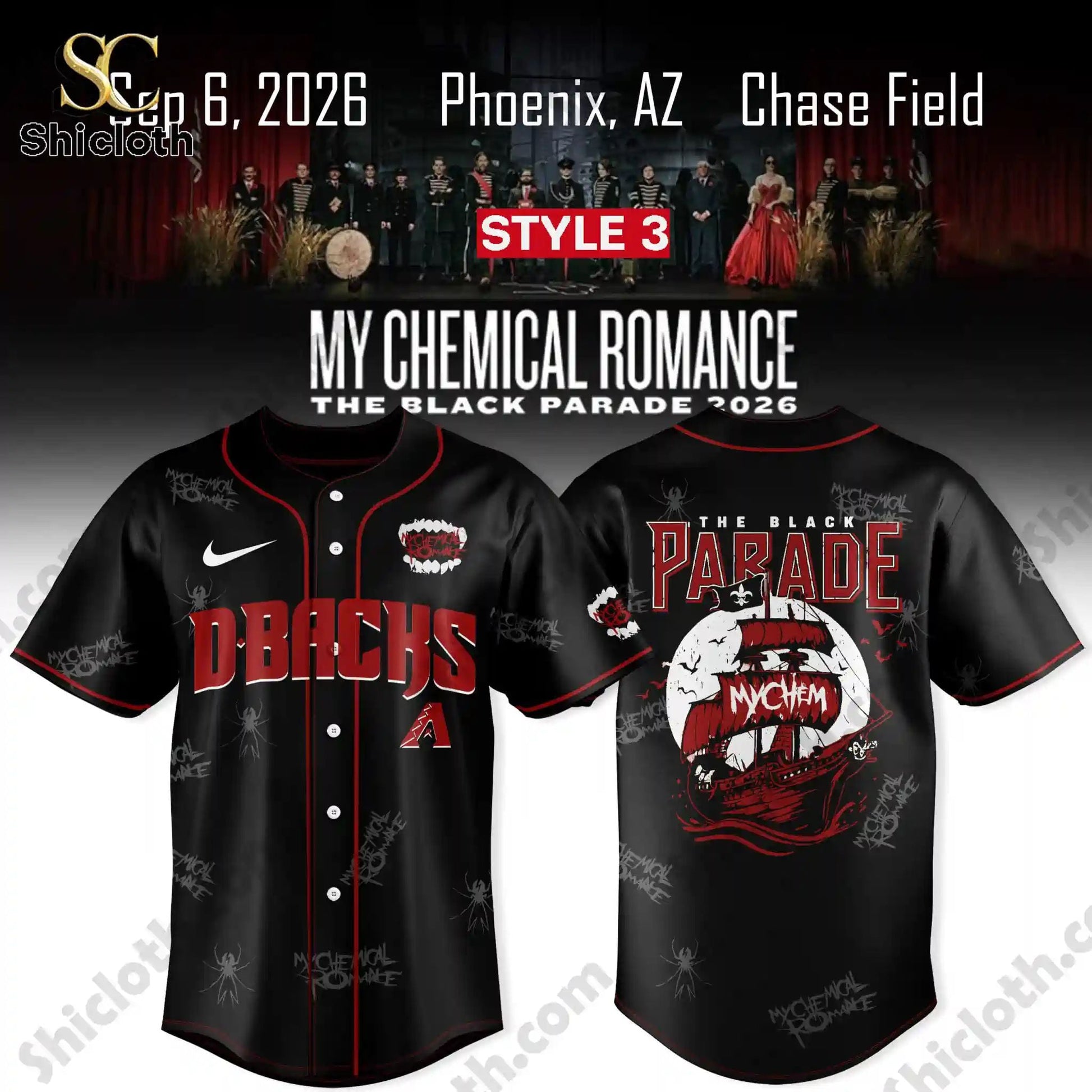 Arizona Diamondbacks x My Chemical Romance The Black Parade 2026 Jersey baseball jersey product view 4