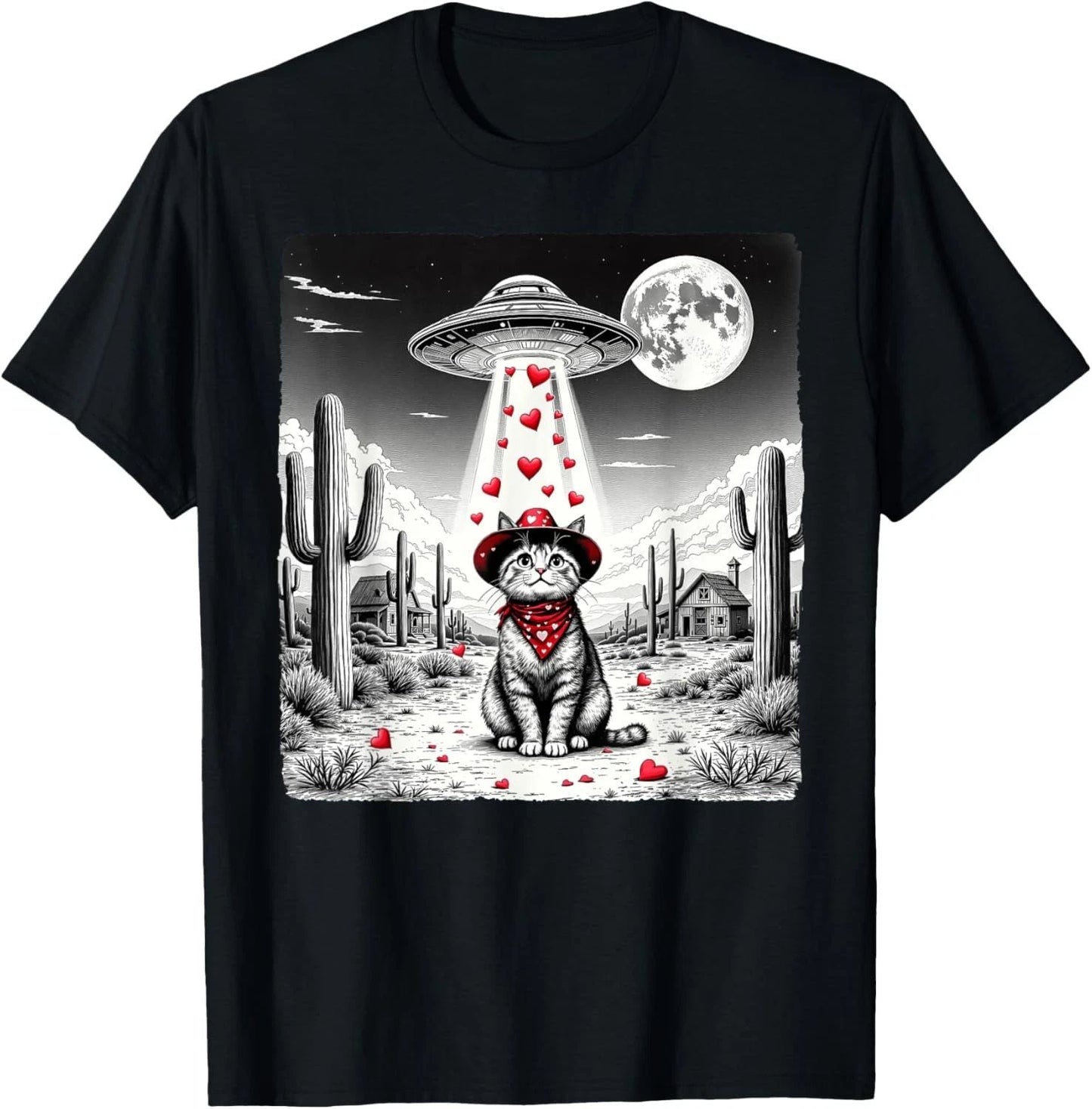 Cowboy Cat UFO Meme Funny Cat UFOs Valentine's Day Cat Lover T-Shirt Unisex T-shirt, Sweatshirt, Hoodie, Long Sleeve Tee - T-Shirt, Sweatshirt, Hoodie