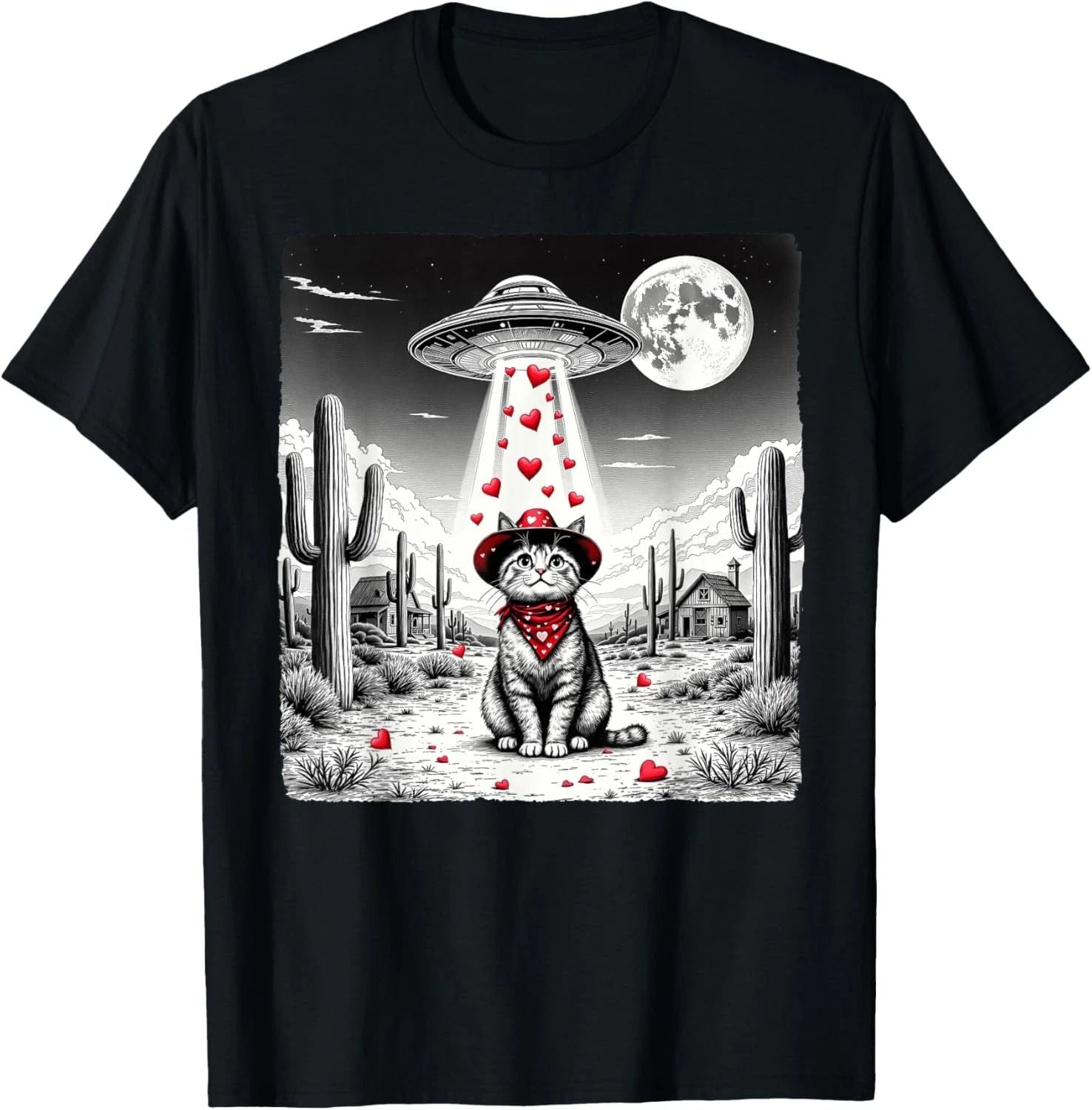 Cowboy Cat UFO Meme Funny Cat UFOs Valentine's Day Cat Lover T-Shirt Unisex T-shirt, Sweatshirt, Hoodie, Long Sleeve Tee - T-Shirt, Sweatshirt, Hoodie