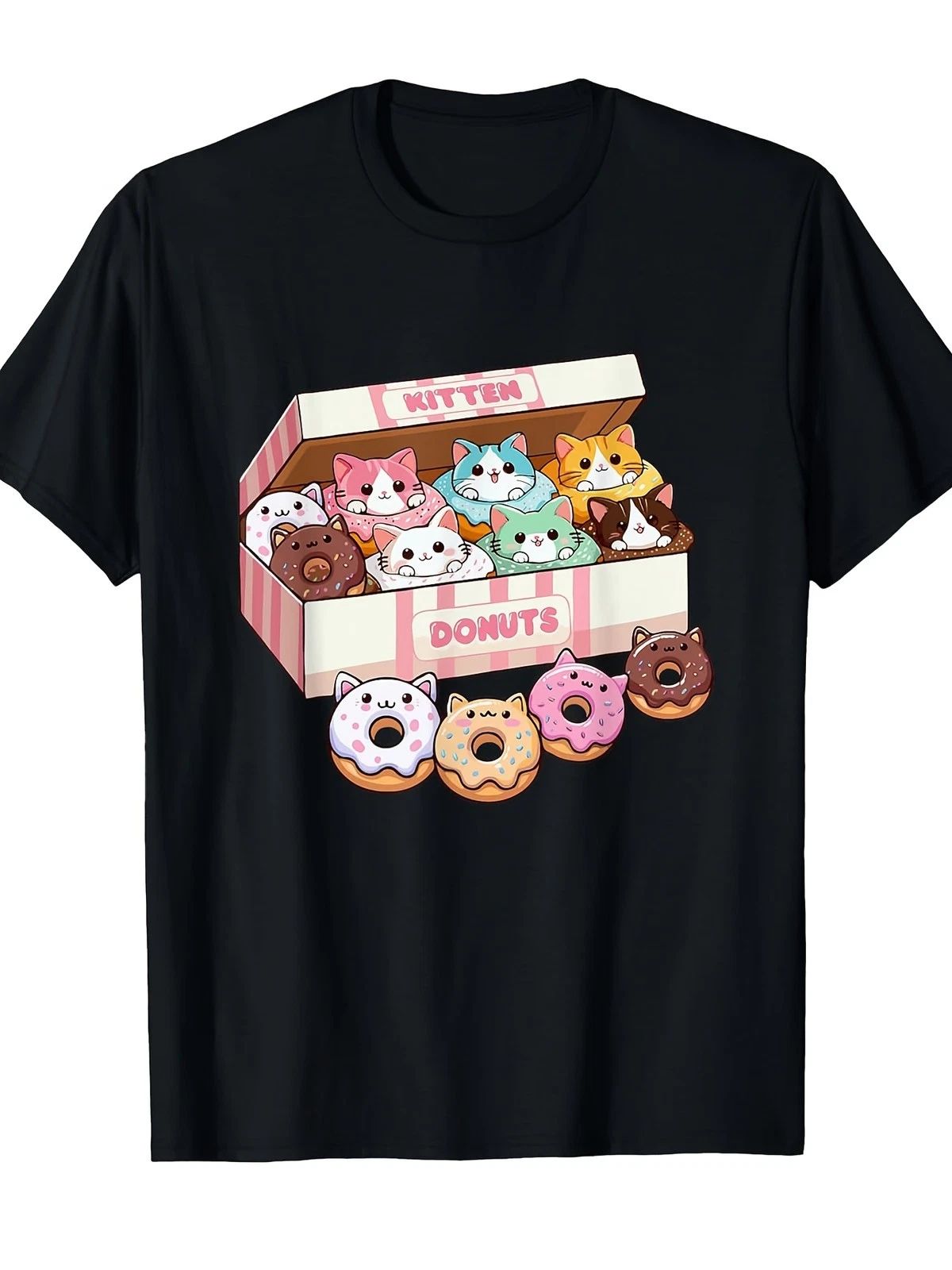 Kawaii Kitten Donuts T-Shirt | Cute Cat Pastry Bakery Graphic Tee Unisex T-shirt, Sweatshirt, Hoodie, Long Sleeve Tee - T-Shirt, Sweatshirt, Hoodie
