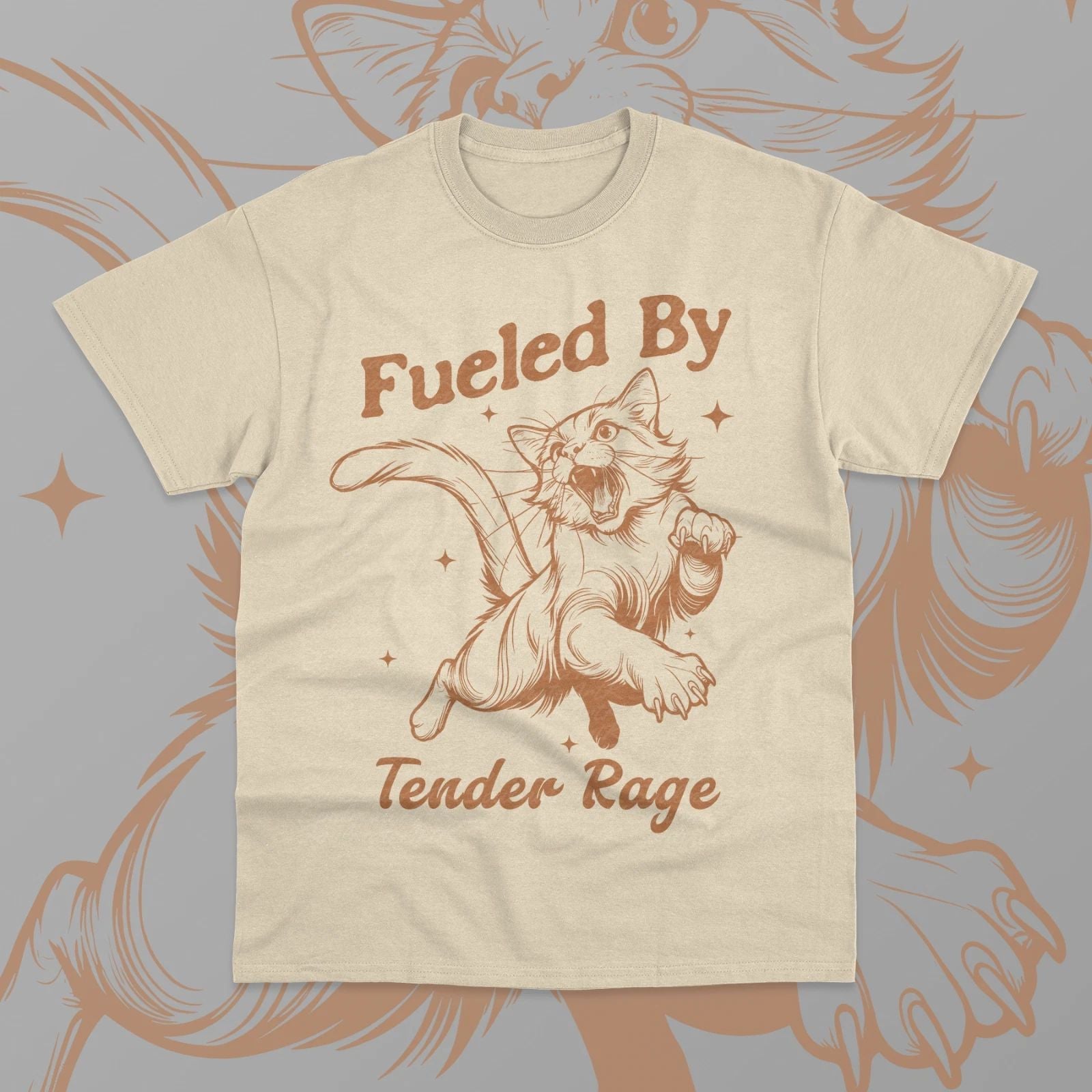 Fueled By Tender Rage T-Shirt Funny Meme Cat Lover Cute Gift Unisex Shirt Unisex T-shirt, Sweatshirt, Hoodie, Long Sleeve Tee - T-Shirt, Sweatshirt, Hoodie