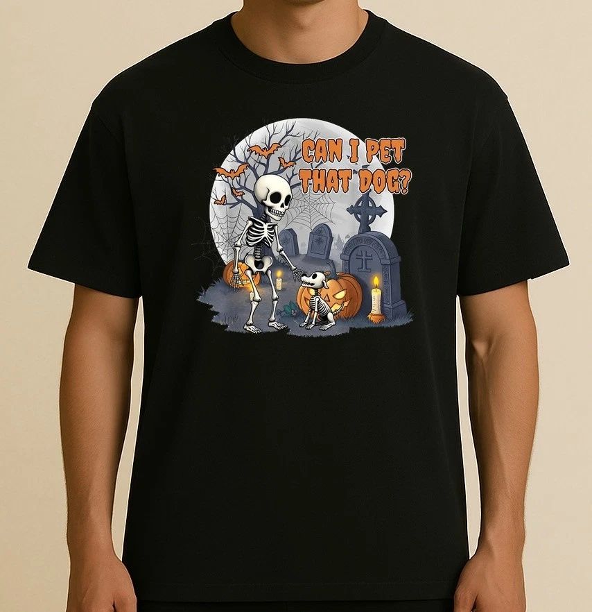 Can I Pet That Dog Funny Skeleton Dog Lover Halloween Meme T-Shirt Unisex T-shirt, Sweatshirt, Hoodie, Long Sleeve Tee - T-Shirt, Sweatshirt, Hoodie