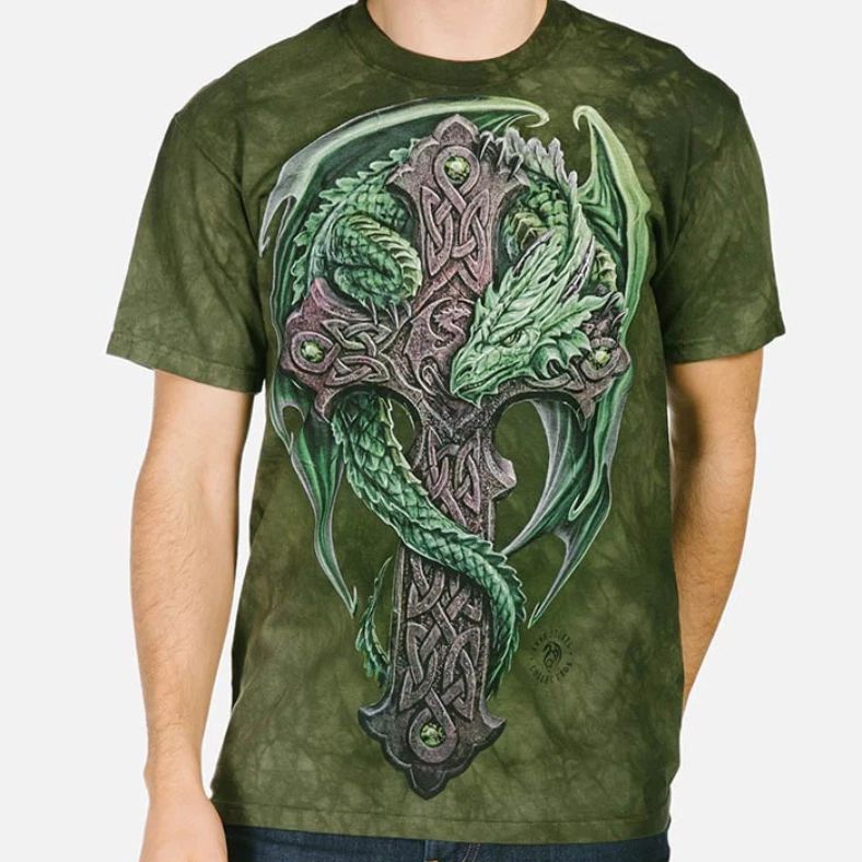 The Mountain Woodland Guardian T-Shirt Size L  Dragon Celtic Cross Anne Stokes Unisex T-shirt, Sweatshirt, Hoodie, Long Sleeve Tee - T-Shirt, Sweatshirt, Hoodie