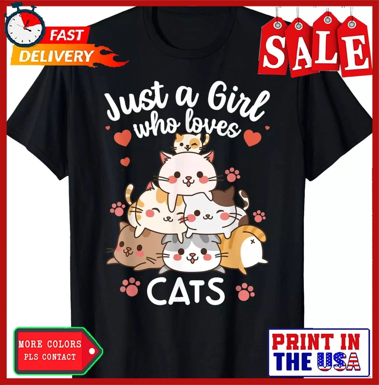 Cat Cute Kitty Cats Anime Kawaii Kitten Neko Women Girls T-Shirt Unisex T-shirt, Sweatshirt, Hoodie, Long Sleeve Tee - T-Shirt, Sweatshirt, Hoodie