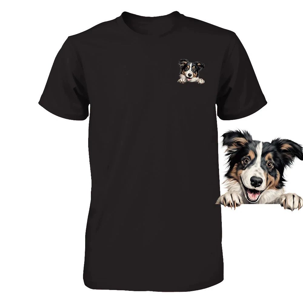 Funny Collie Dog Peeking Pocket Tshirt Cute Puppy Dog Lover Tee Print Gift Unisex T-shirt, Sweatshirt, Hoodie, Long Sleeve Tee - T-Shirt, Sweatshirt, Hoodie