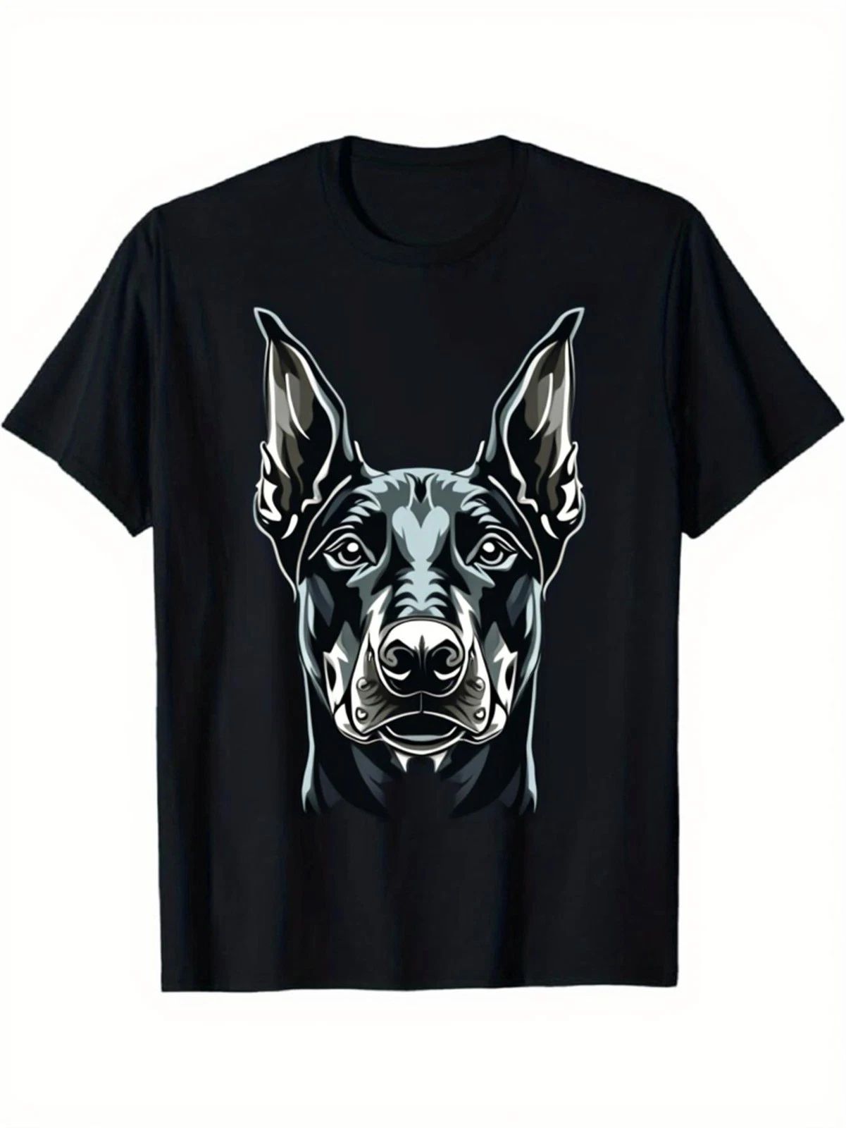 Men's & Women's Black Doberman Pinscher T-Shirt - 100% Cotton Stretch Fit Crew Unisex T-shirt, Sweatshirt, Hoodie, Long Sleeve Tee - T-Shirt, Sweatshirt, Hoodie