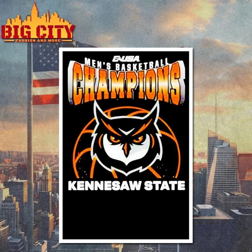 Kennesaw State Owls Champions C USA Men's Basketball - Adult & Kids T-Shirts, Sweatshirts & Hoodies apparel design preview 4