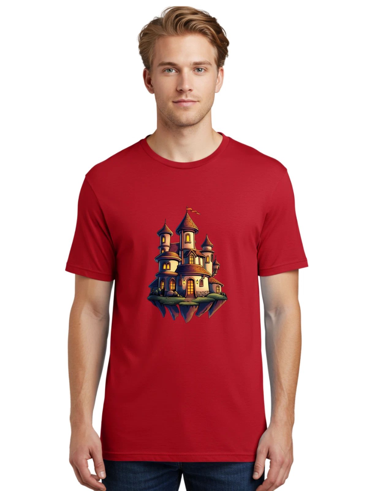 Floating-Castle-2 Mens Graphic Tee, 100% Cotton, Casual Summer Wear Unisex T-shirt, Sweatshirt, Hoodie, Long Sleeve Tee - T-Shirt, Sweatshirt, Hoodie