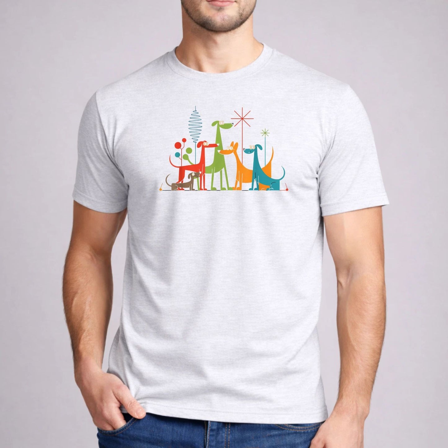 Mid Century Modern Dogs Shirt Retro 50s 60s Atomic Art Dog Lover Gift Tee Unisex T-shirt, Sweatshirt, Hoodie, Long Sleeve Tee - T-Shirt, Sweatshirt, Hoodie