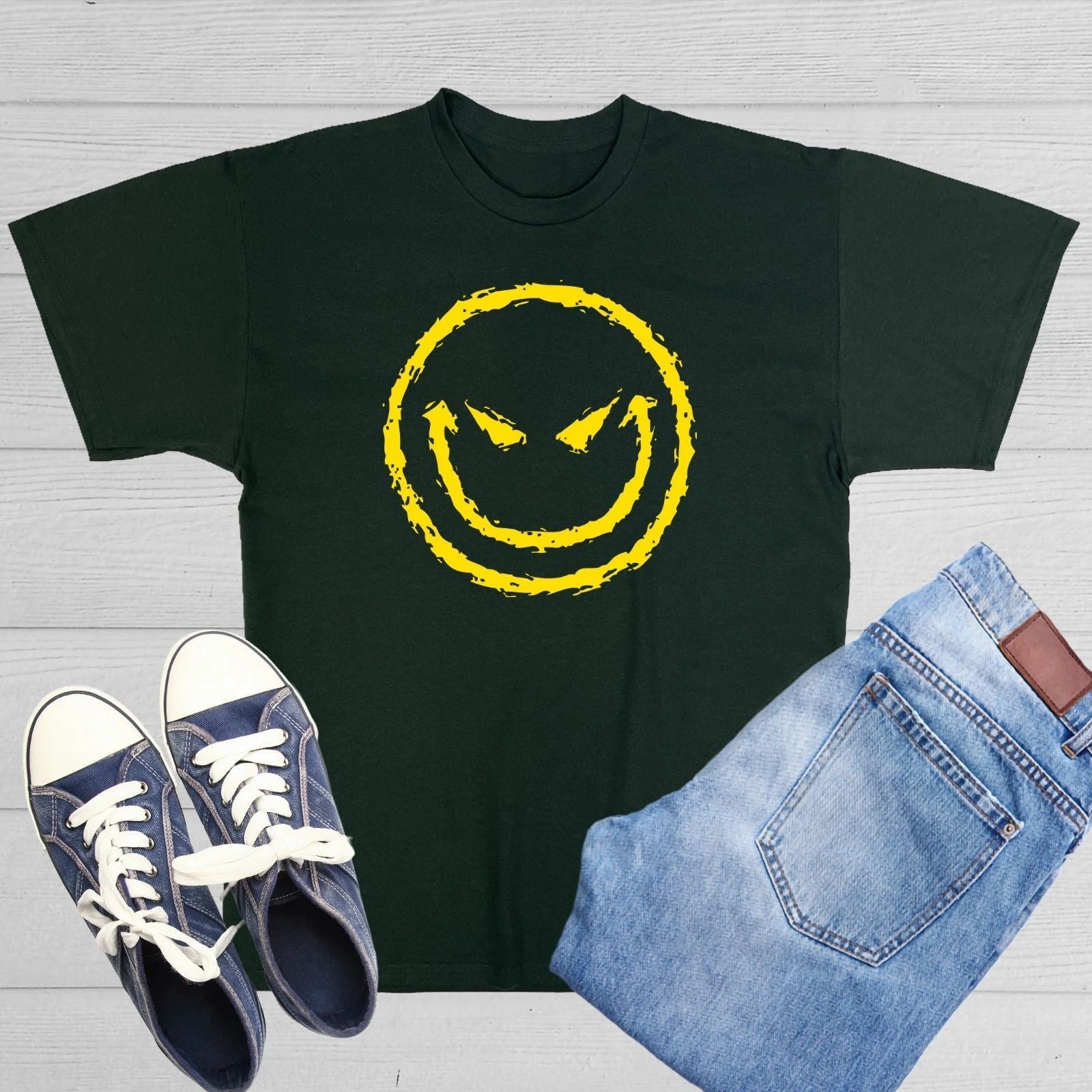 Evil Smile Face Sarcastic Humor Graphic Novelty Funny T Shirt Unisex T-shirt, Sweatshirt, Hoodie, Long Sleeve Tee - T-Shirt, Sweatshirt, Hoodie