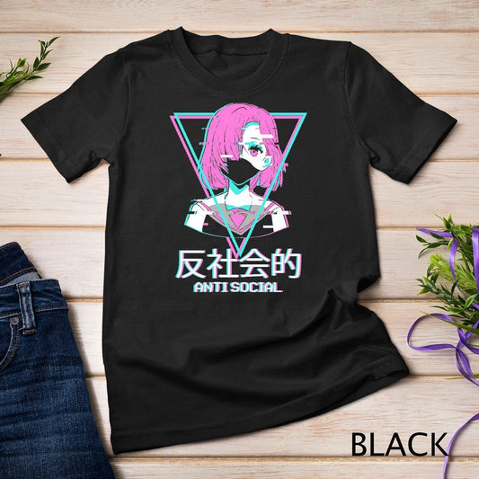 Antisocial Vaporwave Anime Girl Japanese Aesthetic T-Shirt Unisex T-shirt Unisex T-shirt, Sweatshirt, Hoodie, Long Sleeve Tee - T-Shirt, Sweatshirt, Hoodie