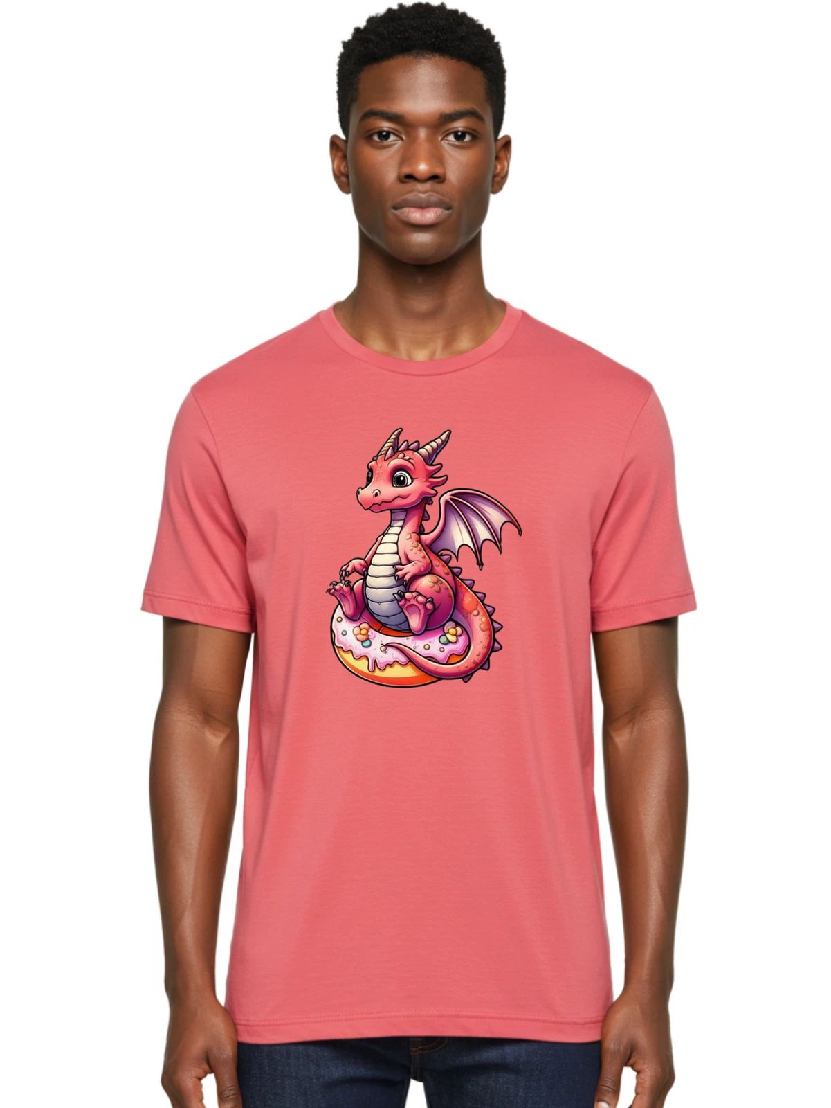 Pink-Dragon-Donut-2 Mens Graphic Tee, 100% Cotton, Casual Summer Wear Unisex T-shirt, Sweatshirt, Hoodie, Long Sleeve Tee - T-Shirt, Sweatshirt, Hoodie