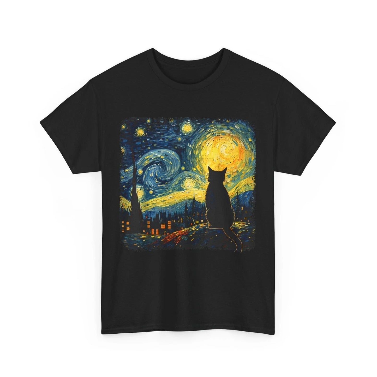 Cat Starry Night Van Gogh Cat For Cat Lover Cat Mom Cat Dad T-Shirt Unisex T-shirt, Sweatshirt, Hoodie, Long Sleeve Tee - T-Shirt, Sweatshirt, Hoodie