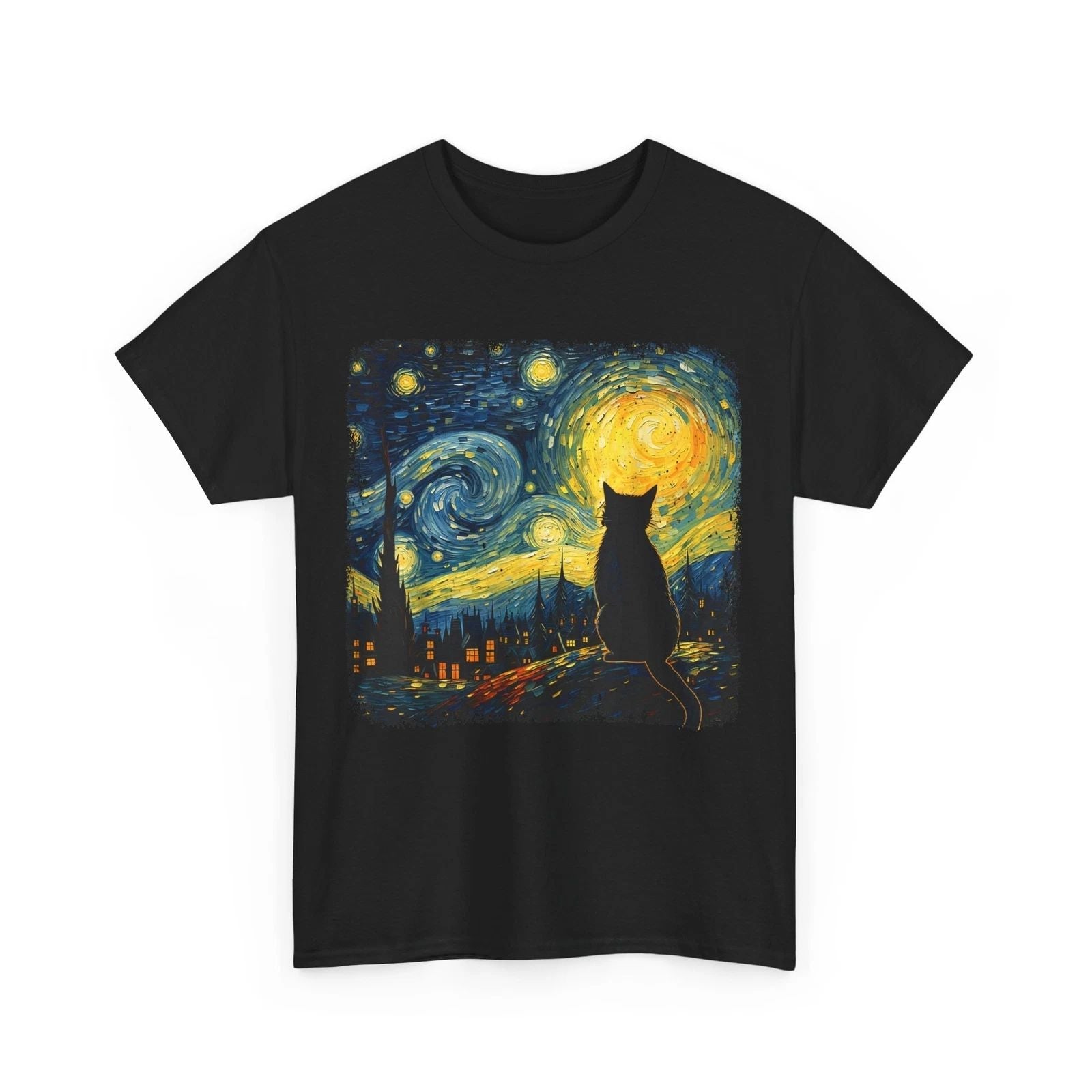 Cat Starry Night Van Gogh Cat For Cat Lover Cat Mom Cat Dad T-Shirt Unisex T-shirt, Sweatshirt, Hoodie, Long Sleeve Tee - T-Shirt, Sweatshirt, Hoodie