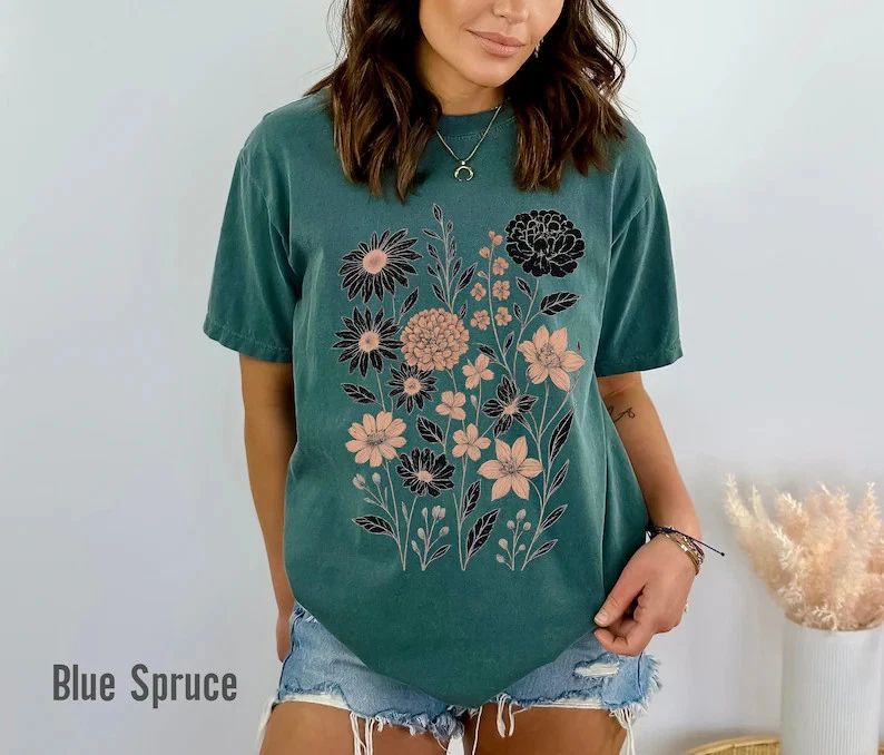 Vintage Pressed Flowers Comfort Tee Shirt Floral Aesthetic Nature Lover Gift Top Unisex T-shirt, Sweatshirt, Hoodie, Long Sleeve Tee - T-Shirt, Sweatshirt, Hoodie