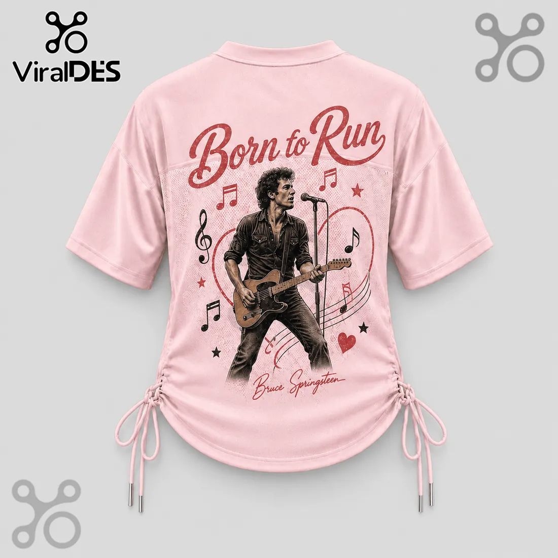 Bruce Springsteen Born to Run Pink Lace-Up Jersey sports jersey product view 4
