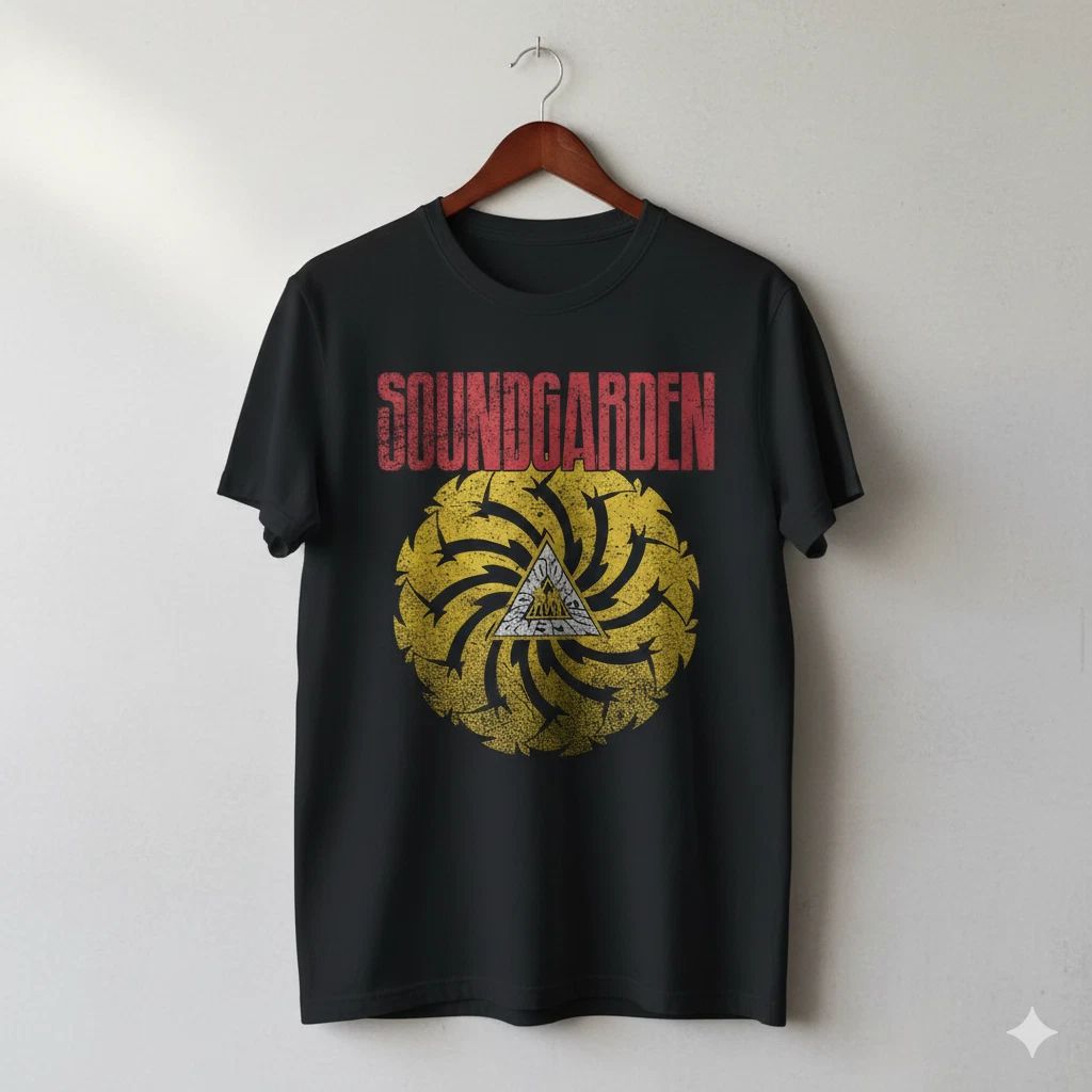 Soundgarden Badmotorfinger Spiral Logo Black Grunge Rock T-Shirt - T076 Unisex T-shirt, Sweatshirt, Hoodie, Long Sleeve Tee - T-Shirt, Sweatshirt, Hoodie