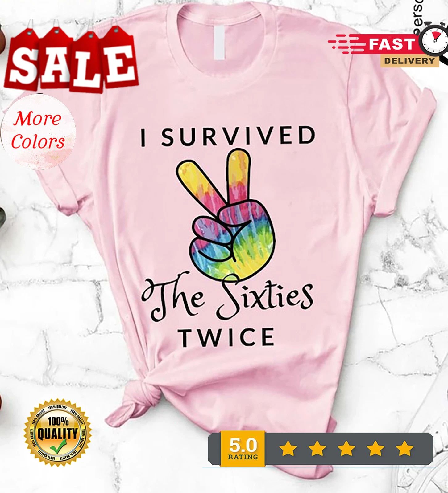 I survived The 60s Twice Shirt, Funny 70th Birthday Shirt, Birthday Party Shi... Unisex T-shirt, Sweatshirt, Hoodie, Long Sleeve Tee - T-Shirt, Sweatshirt, Hoodie