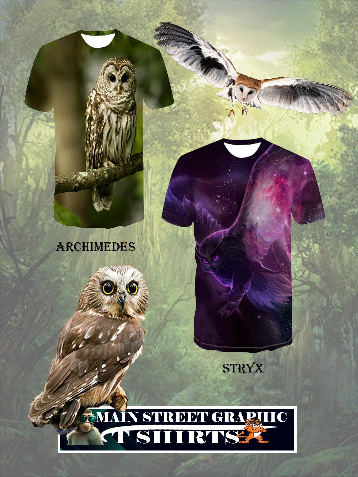 NEW! FROM MSGT FANTASY OWLS  COTTON BLEND  SIZES M THRU 2X Unisex T-shirt, Sweatshirt, Hoodie, Long Sleeve Tee - T-Shirt, Sweatshirt, Hoodie
