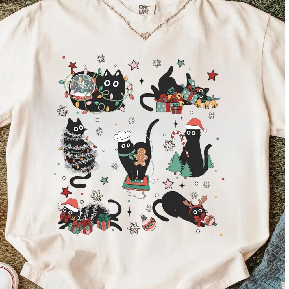 Funny Cat Christmas T-Shirt, Cute Holiday, Festive Cat Lover Shirt G5000 Unisex T-shirt, Sweatshirt, Hoodie, Long Sleeve Tee - T-Shirt, Sweatshirt, Hoodie