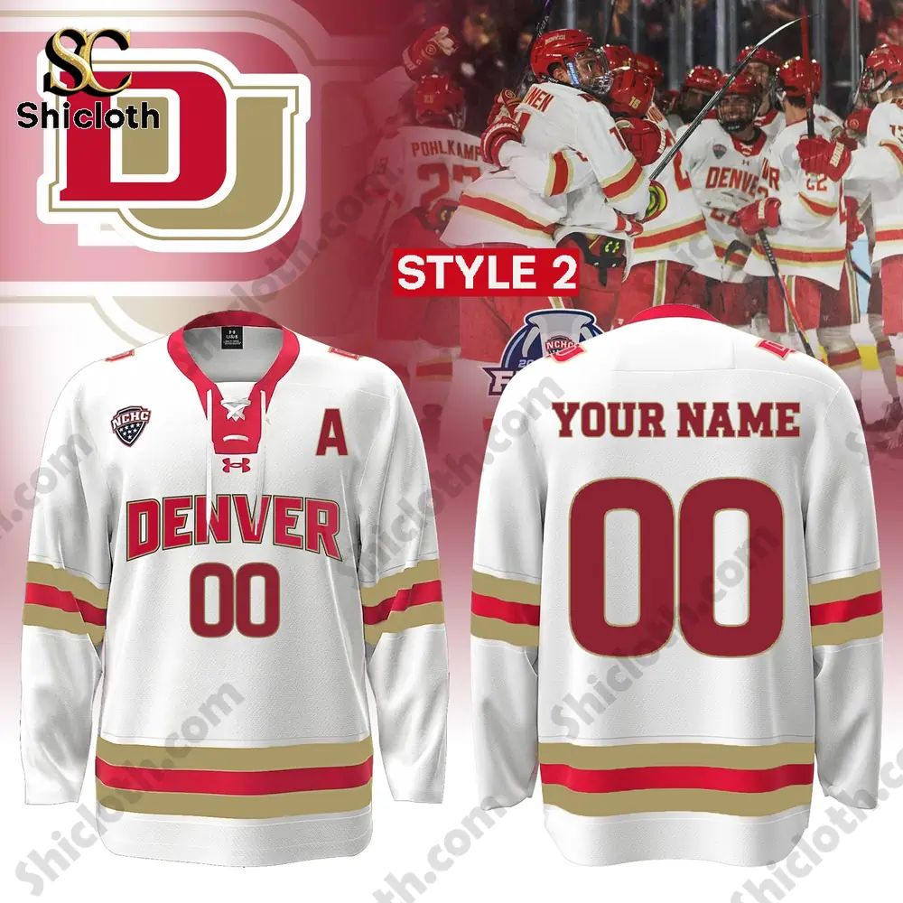 Denver Pioneers Men’s Hockey 2026 National Champions Hockey Jersey hockey jersey product view 2