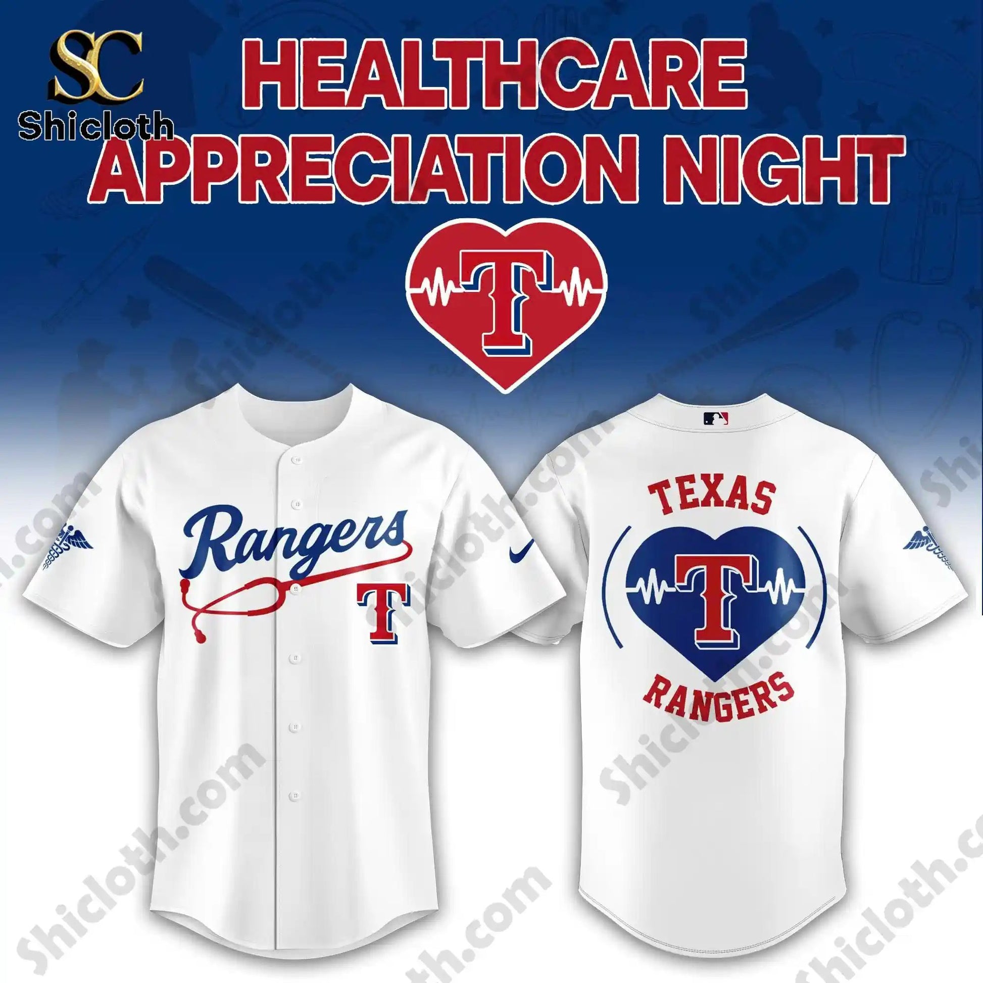 Texas Rangers Healthcare Appreciation Night Limited Edition Jersey 2026 baseball jersey product view 3