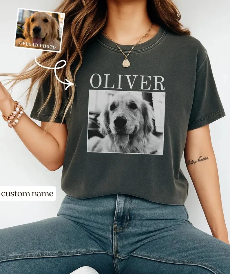 Custom Pet Portrait Comfort Tee Personalized Dog Cat Lover Gift Shirt Unisex T-shirt, Sweatshirt, Hoodie, Long Sleeve Tee - T-Shirt, Sweatshirt, Hoodie
