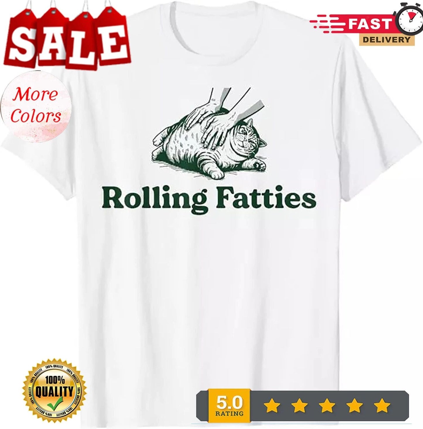 2026/Rolling Fatties Cat Funny Cute Cat Lover Kitten Owner Kitty T-Shirt Unisex T-shirt, Sweatshirt, Hoodie, Long Sleeve Tee - T-Shirt, Sweatshirt, Hoodie