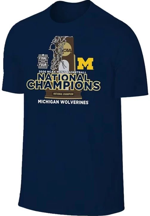 Michigan Wolverine 2026 Men's Basketball National Champions Trophy T Shirt Unisex T-shirt, Sweatshirt, Hoodie, Long Sleeve Tee - T-Shirt, Sweatshirt, Hoodie