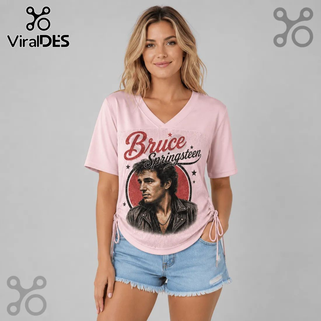 Bruce Springsteen Born to Run Pink Lace-Up Jersey sports jersey product view 2