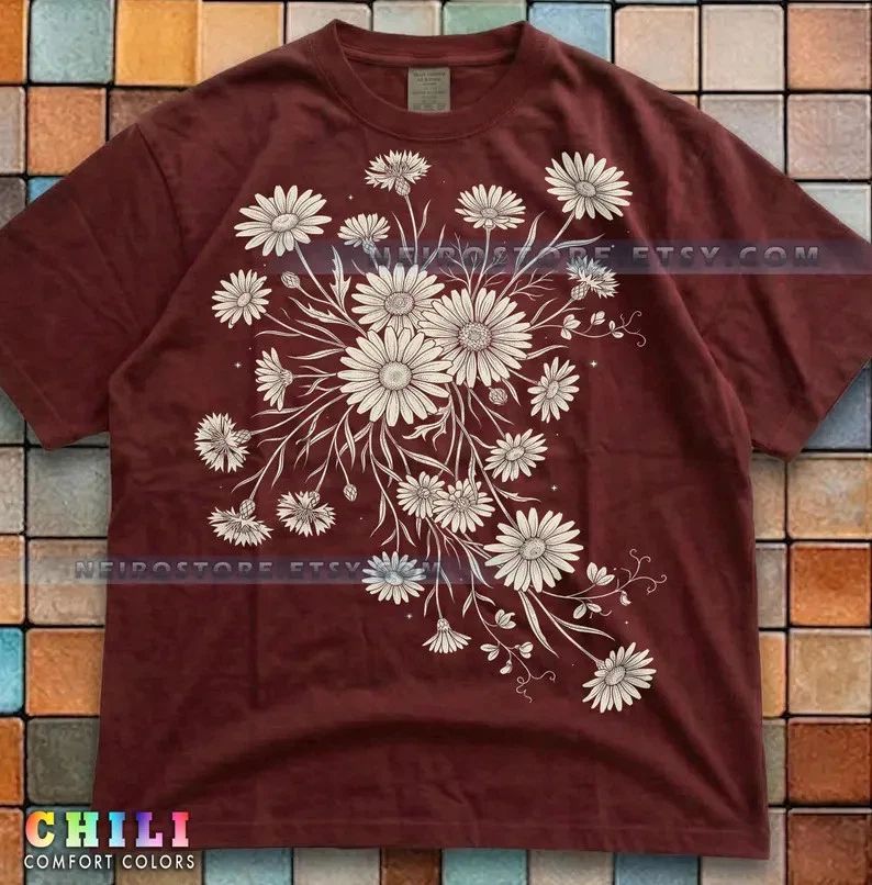 Comfort Colors Checkered Floral Tee Retro Aesthetic Flower Graphic T-Shirt Unisex T-shirt, Sweatshirt, Hoodie, Long Sleeve Tee - T-Shirt, Sweatshirt, Hoodie
