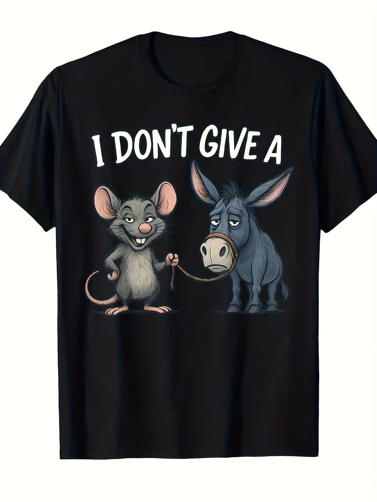 Funny "I Don't Give A Rat's" T-Shirt | Sarcastic Mouse & Donkey Graphic Tee Unisex T-shirt, Sweatshirt, Hoodie, Long Sleeve Tee - T-Shirt, Sweatshirt, Hoodie
