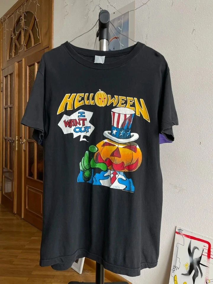 Vintage Rock Band Helloween tshirt tee Pumpkin 1988 Unisex T-shirt, Sweatshirt, Hoodie, Long Sleeve Tee - T-Shirt, Sweatshirt, Hoodie