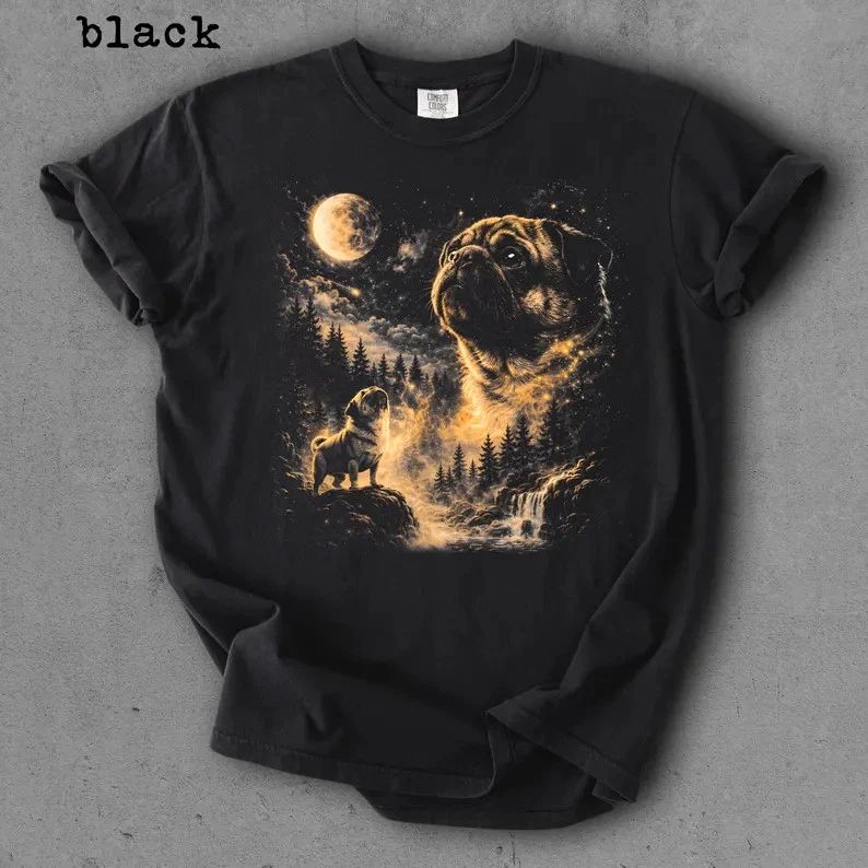 Pug Howling Moon Comfort Tee Dog Lover Gift Shirt Unisex T-shirt, Sweatshirt, Hoodie, Long Sleeve Tee - T-Shirt, Sweatshirt, Hoodie