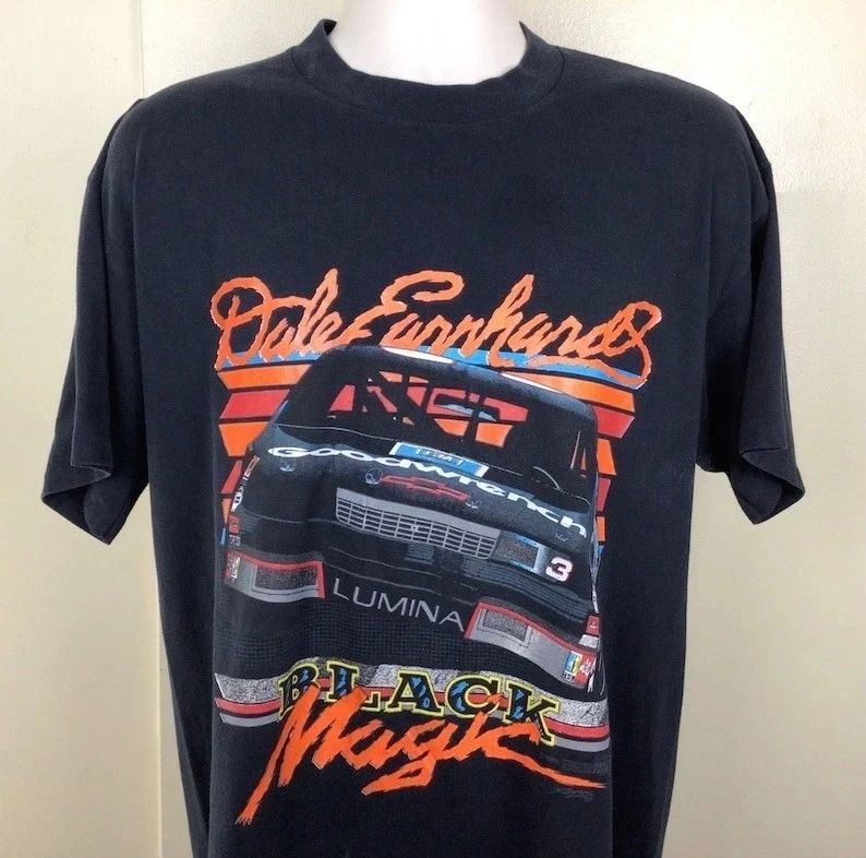 Vtg Nascar 1990 Dale Earnhardt Black Magic Unisex T-Shirt Reprint S-5XL Unisex T-shirt, Sweatshirt, Hoodie, Long Sleeve Tee - T-Shirt, Sweatshirt, Hoodie