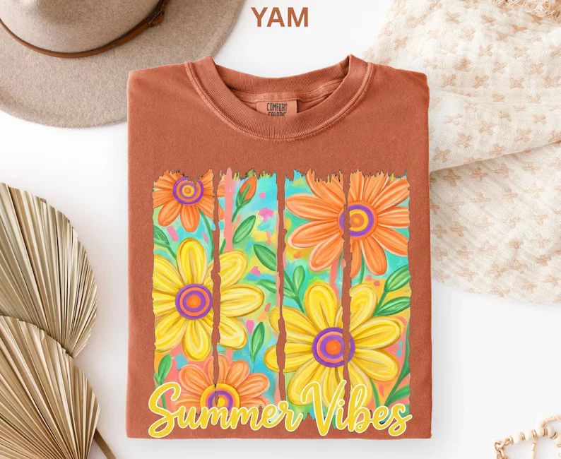 Summer Vibes Daisy Comfort Tee Shirt Aesthetic Flower Graphic Gift Unisex T-shirt, Sweatshirt, Hoodie, Long Sleeve Tee - T-Shirt, Sweatshirt, Hoodie