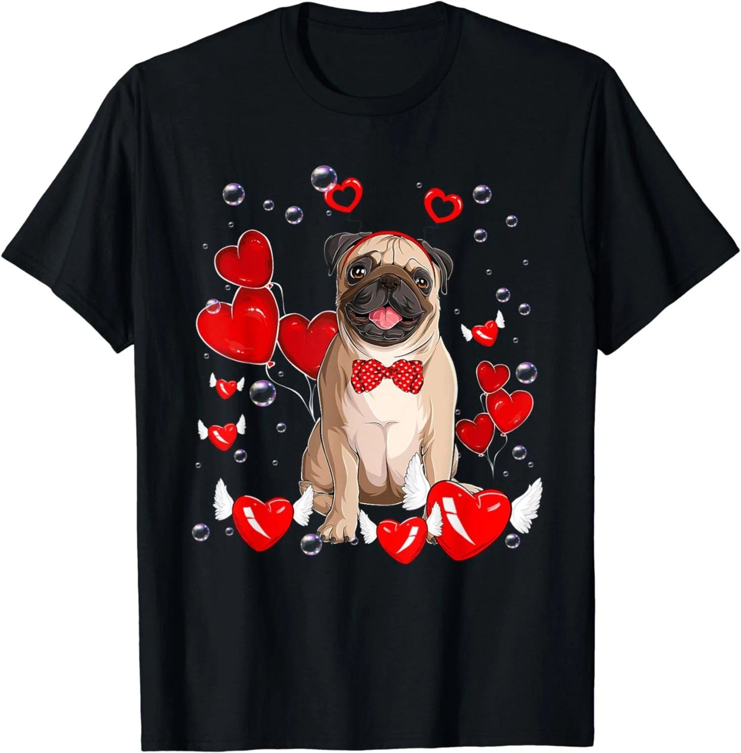 Valentines Day Pug dog Heart Couples Love Day Dog Lover T-Shirt. Unisex T-shirt, Sweatshirt, Hoodie, Long Sleeve Tee - T-Shirt, Sweatshirt, Hoodie