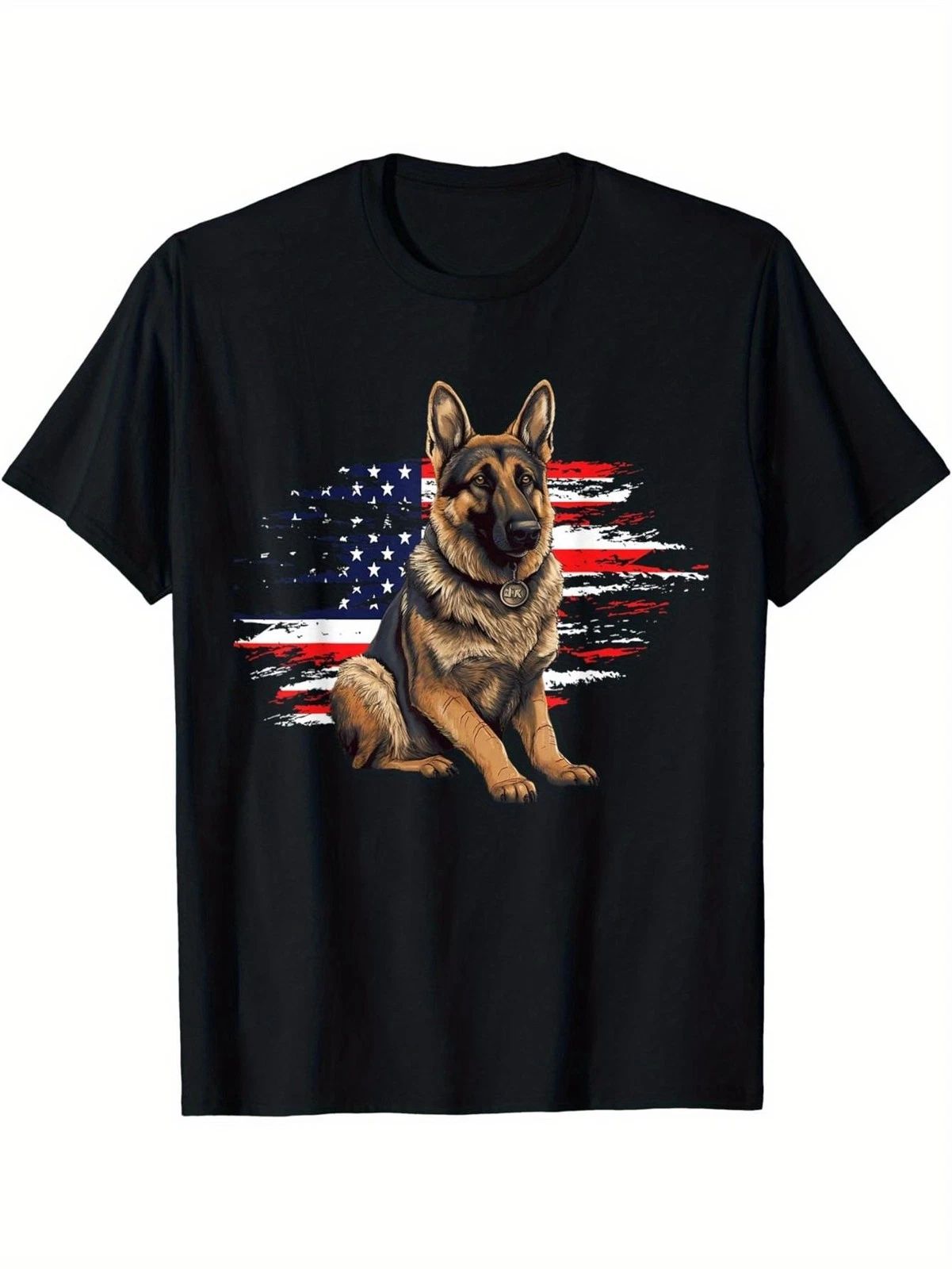 German Shepherd Dog Lover T-Shirt - Flag Patriotic Design with German Shepherd Unisex T-shirt, Sweatshirt, Hoodie, Long Sleeve Tee - T-Shirt, Sweatshirt, Hoodie