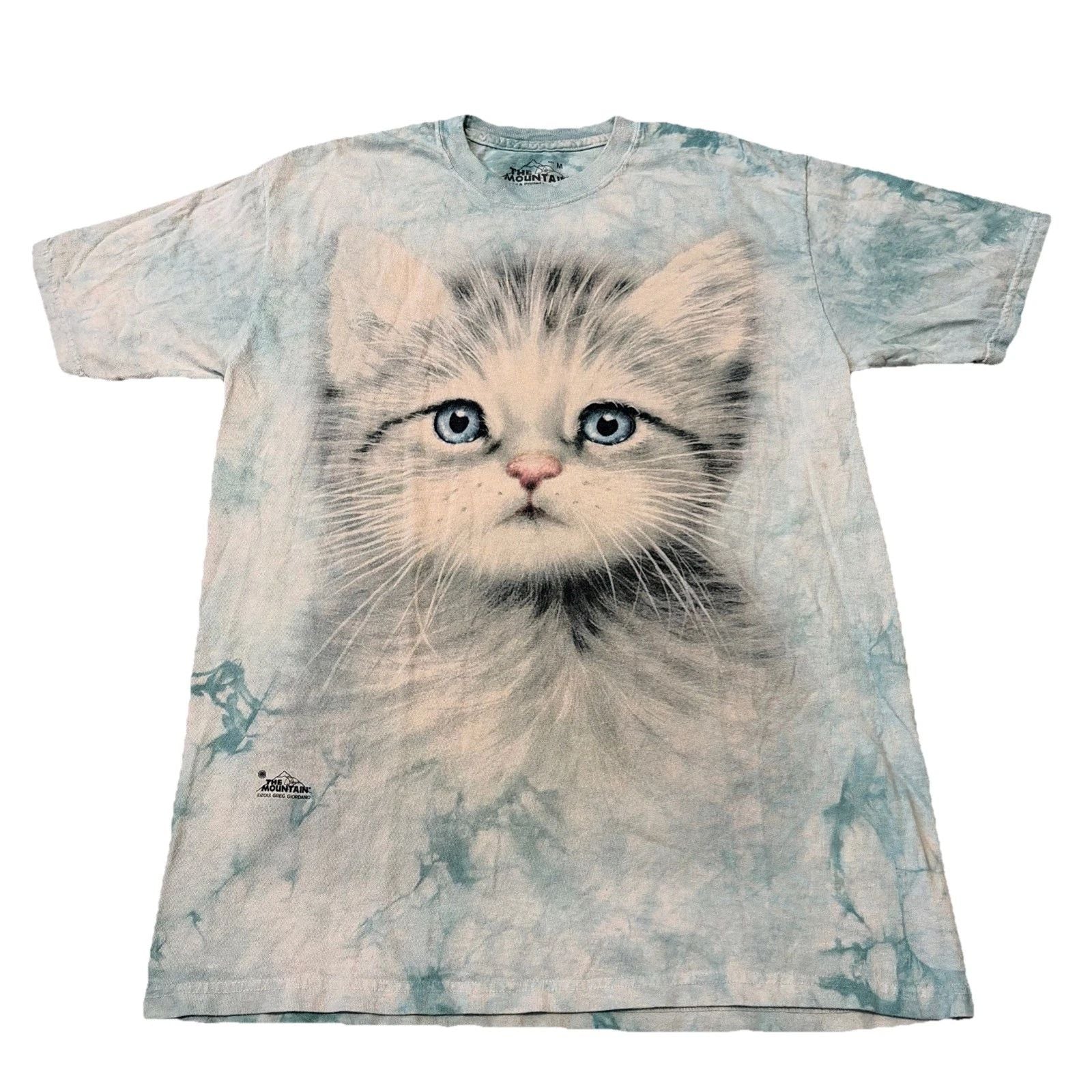 The Mountain Kitty Cat Cute Pet Graphic Tie Dye VTG Blue T-Shirt Medium Unisex T-shirt, Sweatshirt, Hoodie, Long Sleeve Tee - T-Shirt, Sweatshirt, Hoodie