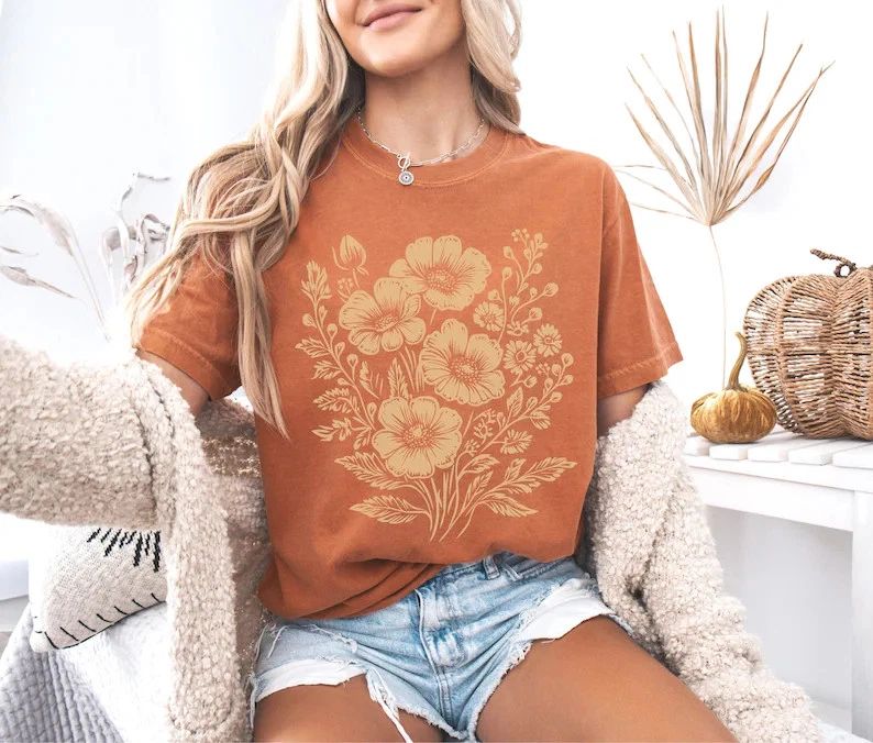 Vintage Flower Style Comfort Tee Shirt Aesthetic Floral Graphic Gift Top Unisex T-shirt, Sweatshirt, Hoodie, Long Sleeve Tee - T-Shirt, Sweatshirt, Hoodie