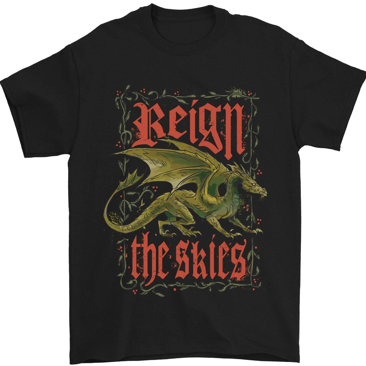 Fantasy Dragons Reign the Skies Mens T-Shirt 100% Cotton Unisex T-shirt, Sweatshirt, Hoodie, Long Sleeve Tee - T-Shirt, Sweatshirt, Hoodie