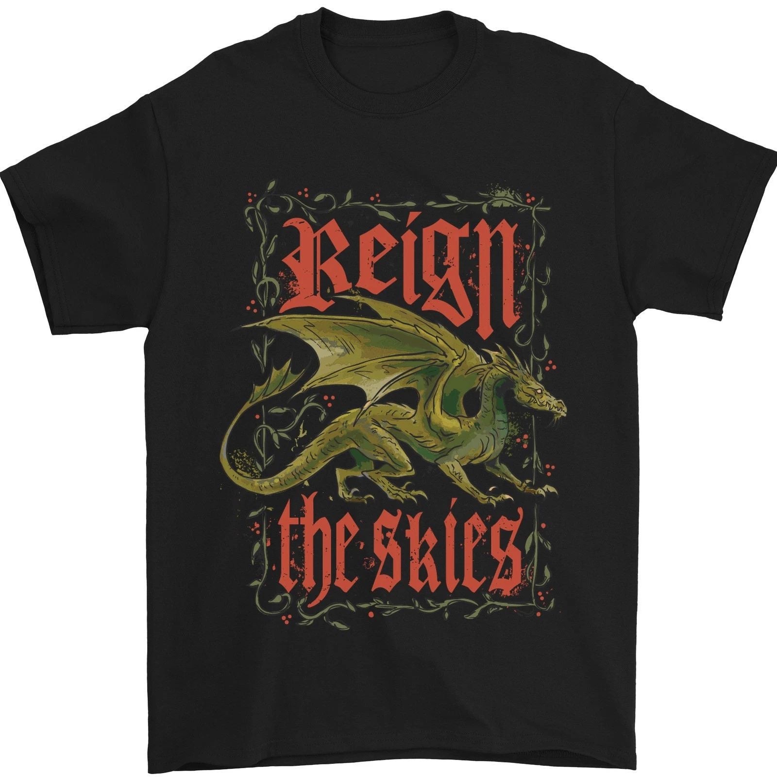 Fantasy Dragons Reign the Skies Mens T-Shirt 100% Cotton Unisex T-shirt, Sweatshirt, Hoodie, Long Sleeve Tee - T-Shirt, Sweatshirt, Hoodie
