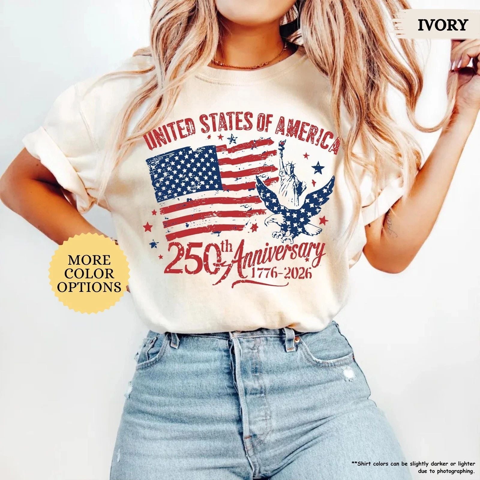 America 250th Anniversary Shirt  Patriotic Eagle Tee  Distressed Unisex T-shirt, Sweatshirt, Hoodie, Long Sleeve Tee - T-Shirt, Sweatshirt, Hoodie