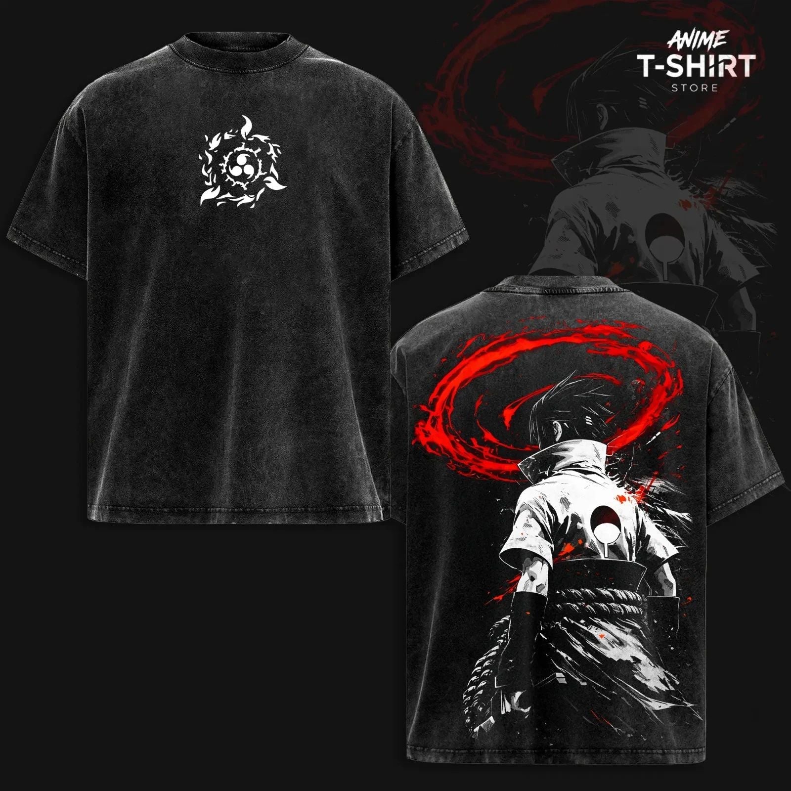 Sasuke Uchiha - NRT T-Shirt, Vintage Graphic Tee, Sharingan & Rinnegan Design Unisex T-shirt, Sweatshirt, Hoodie, Long Sleeve Tee - T-Shirt, Sweatshirt, Hoodie