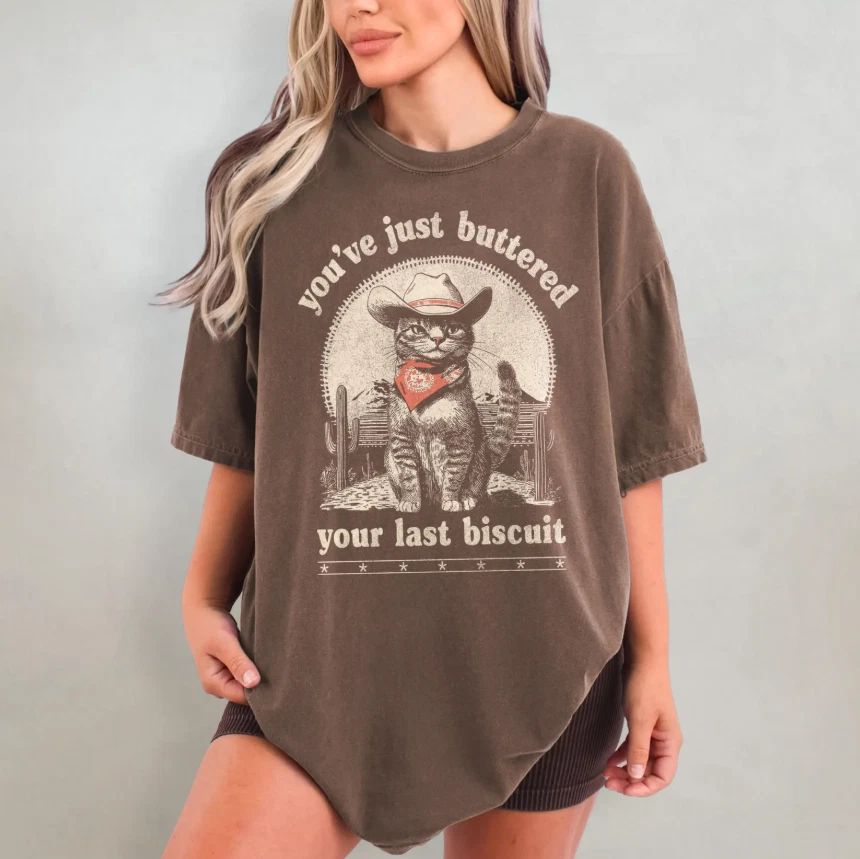 Cowboy Cat Shirt Funny Western Cat Meme Retro Comfort Colors Tee for Cat Lovers Unisex T-shirt, Sweatshirt, Hoodie, Long Sleeve Tee - T-Shirt, Sweatshirt, Hoodie