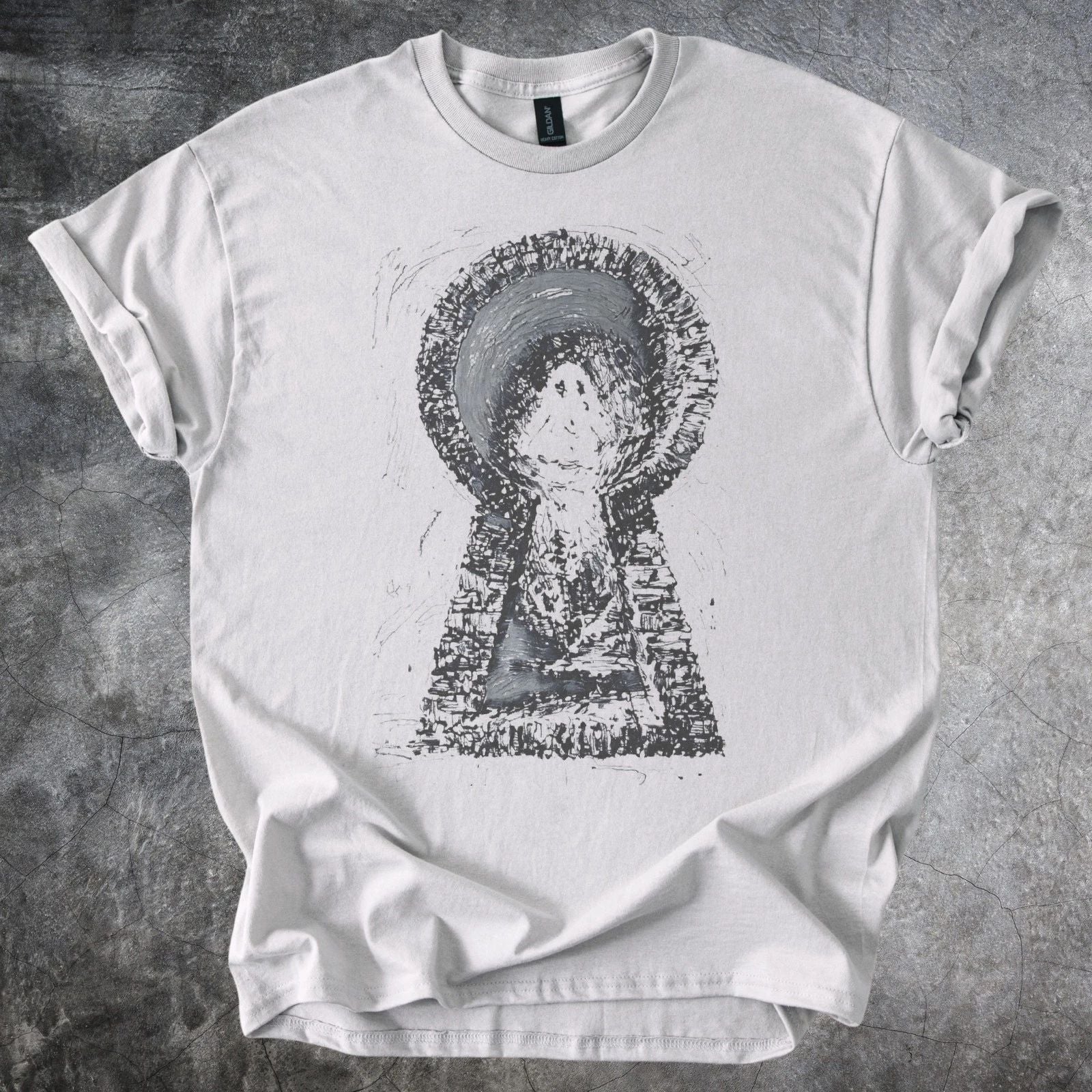 Dark Portal Graphic Tee Mystical Abstract Art Shirt Ice Gray Unisex T-shirt, Sweatshirt, Hoodie, Long Sleeve Tee - T-Shirt, Sweatshirt, Hoodie