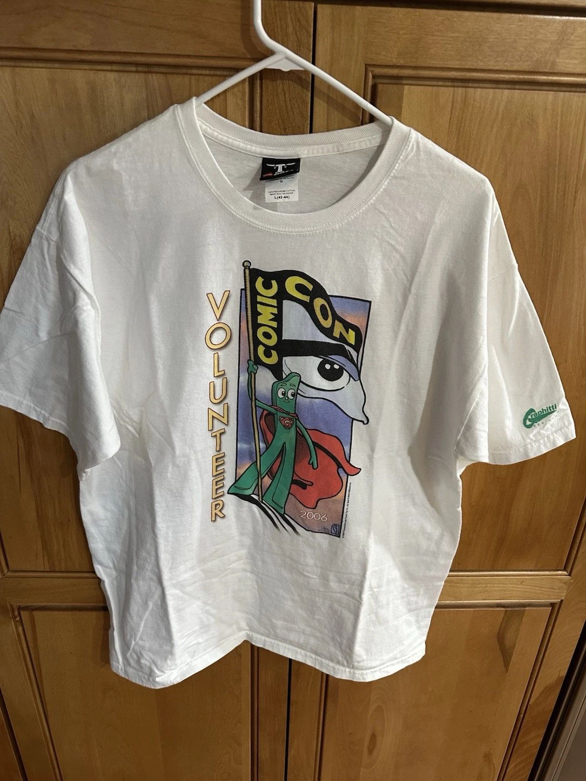 Vintage 2006 RARE Comic Con L 44  Gumby Volunteer T Shirt NICE! Unisex T-shirt, Sweatshirt, Hoodie, Long Sleeve Tee - T-Shirt, Sweatshirt, Hoodie