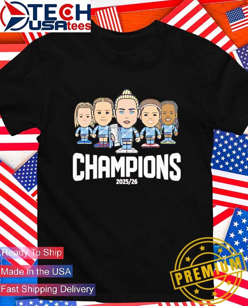 Manchester City Womens Team Champions 2025-2026 caricature shirt Unisex T-shirt, Sweatshirt, Hoodie, Long Sleeve Tee - T-Shirt, Sweatshirt, Hoodie