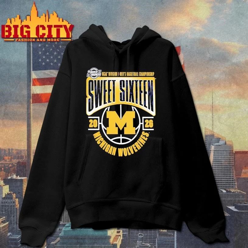 Michigan Wolverines Men's Basketball 2026 NCAA March - Adult & Kids T-Shirts, Sweatshirts & Hoodies apparel design preview 2