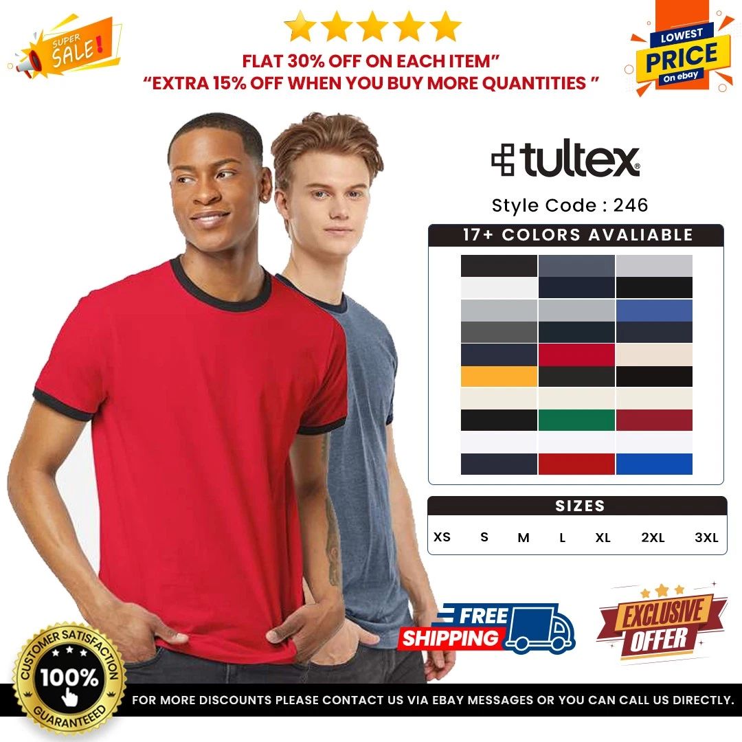 Tultex 246 Unisex Ringspun Short Sleeve Fine Jersey Ringer T-Shirt Unisex T-shirt, Sweatshirt, Hoodie, Long Sleeve Tee - T-Shirt, Sweatshirt, Hoodie